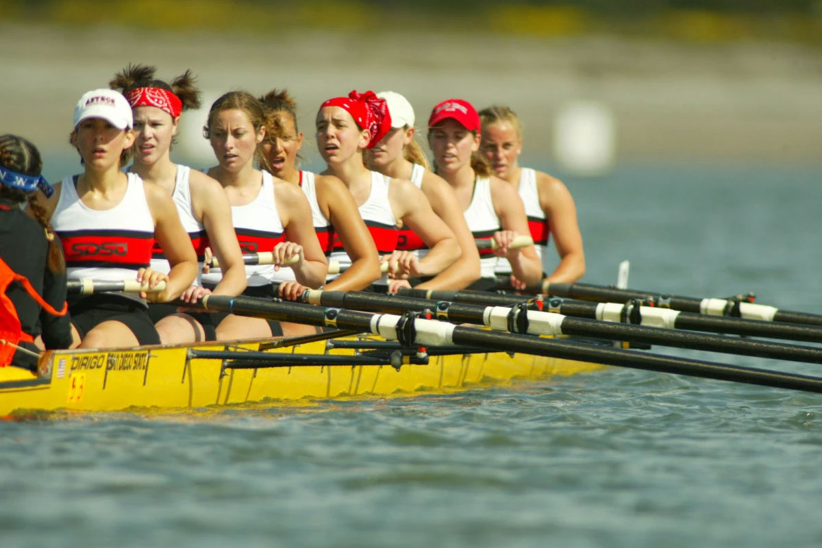 Women's Rowing Team rowing on water