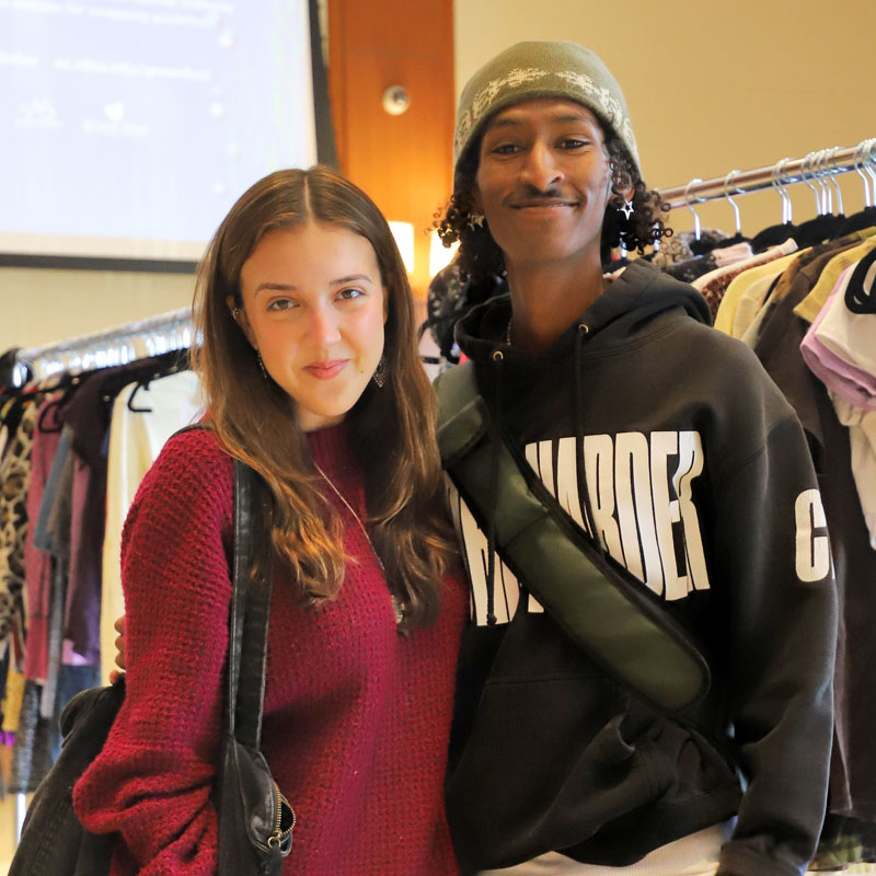 Two students shopping at Swap Shop