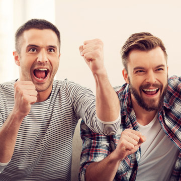 Guys cheering