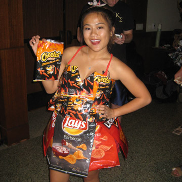 Girl wearing chip bags