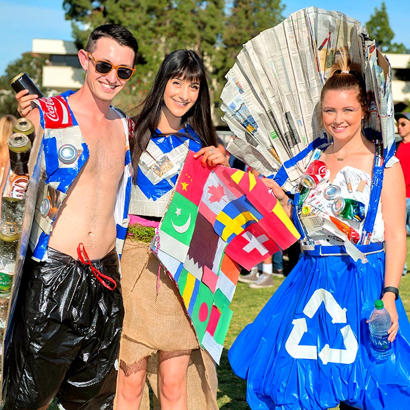 Three participants at Recycled Fashion