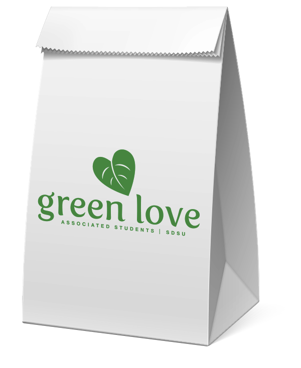 Paper lunch bag with greenlove logo