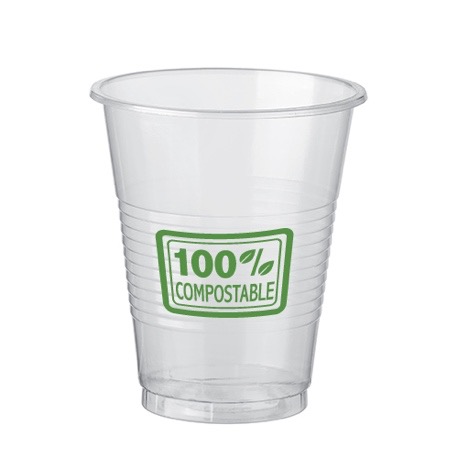 A compostable cup.