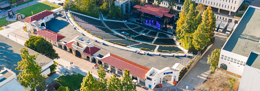 Areal photo of Cal Coast Credit Union Open Air Theatre at SDSU campus