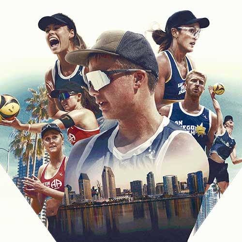  Collage of volleyball players and San Diego skyline  - Event