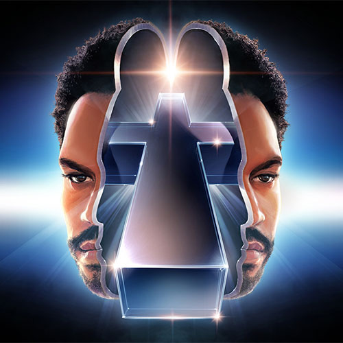  Kaytranada face split in two with a cross coming out  - Event