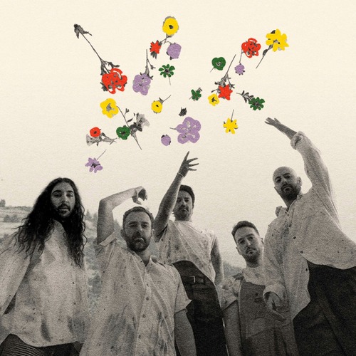  Young the Giant band members throwing up flower illustrations   - Event