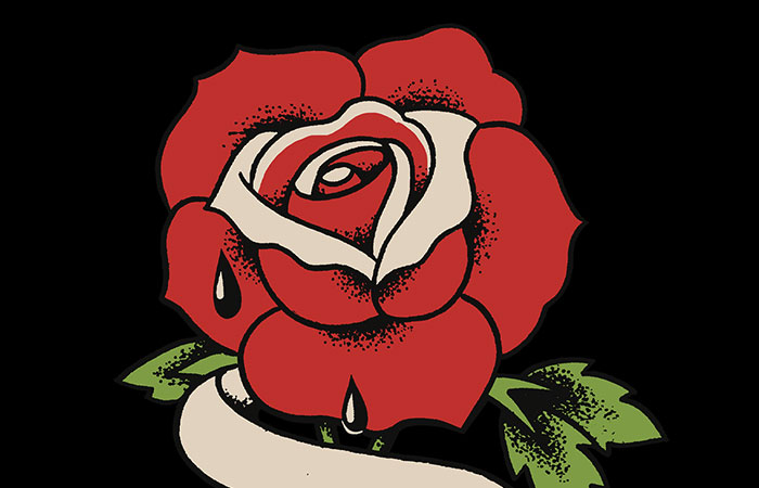 Illustration of a red rose with water droplets Promotional Photo