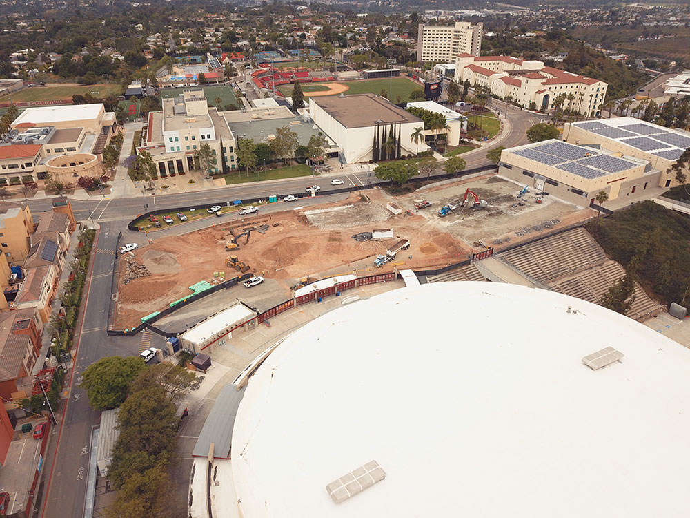 Aerial photo of construction at the ARC