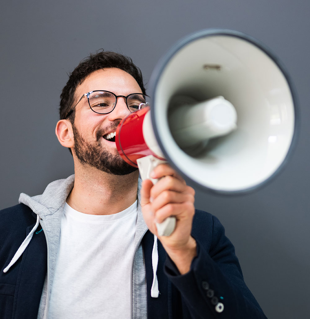 Young man with a megaphone?2024-04-25