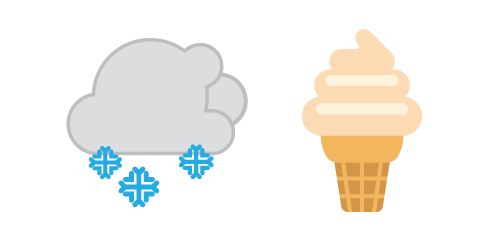 falling snow emoji, ice cream cone emoji