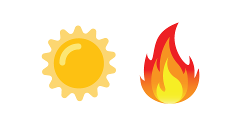 A sun and fire emoji