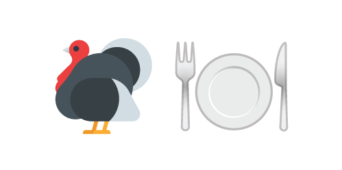Emojis representing Thanksgiving Dinner