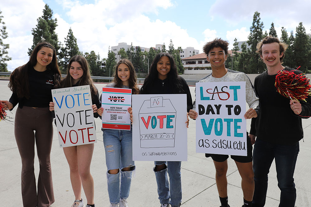 Students holding voting signs?2024-04-26