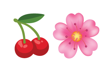 Cherry emoji, flower emoji