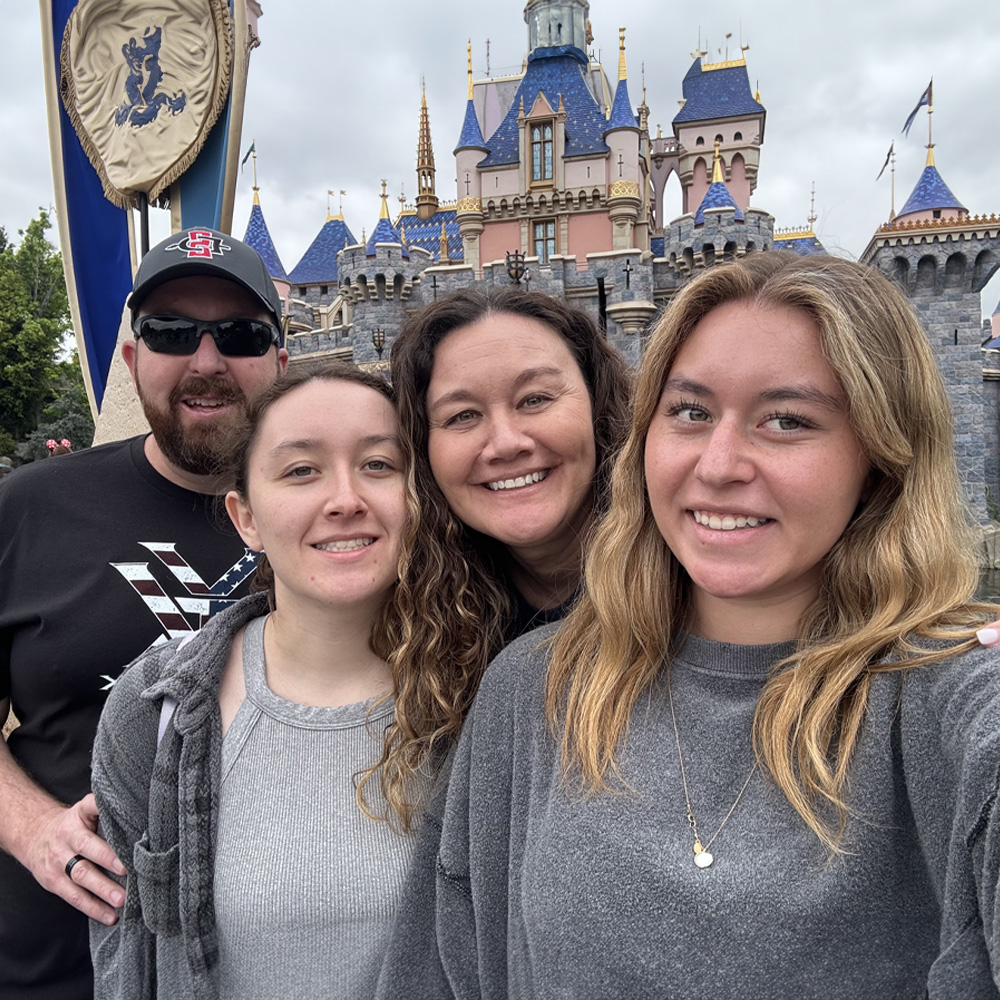 Patty with her husband, Rusty, and daughters Alyssa (left) and Meghan (right).