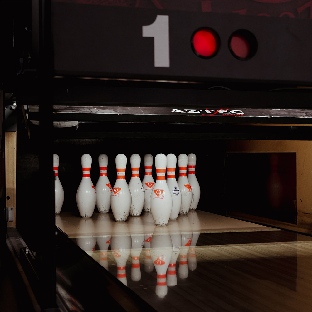 A set of bowling pins.