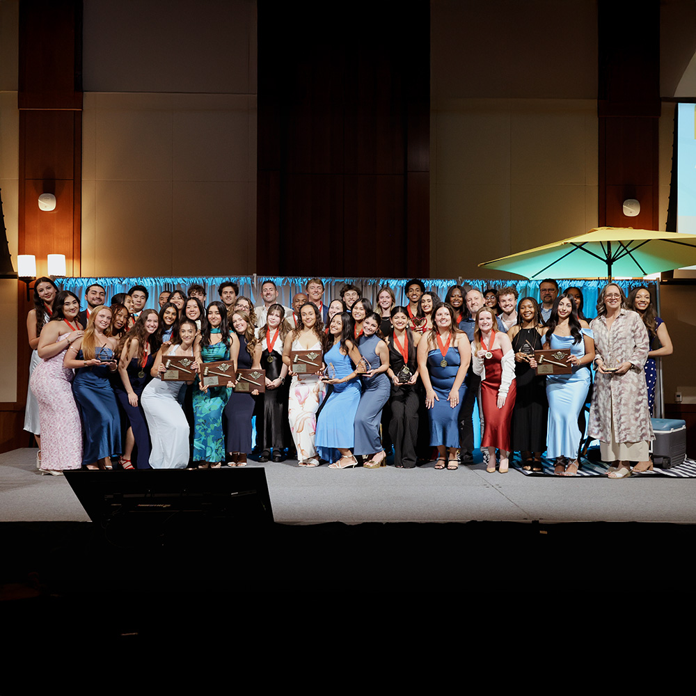 All 44 awardees on stage after receiving their awards.