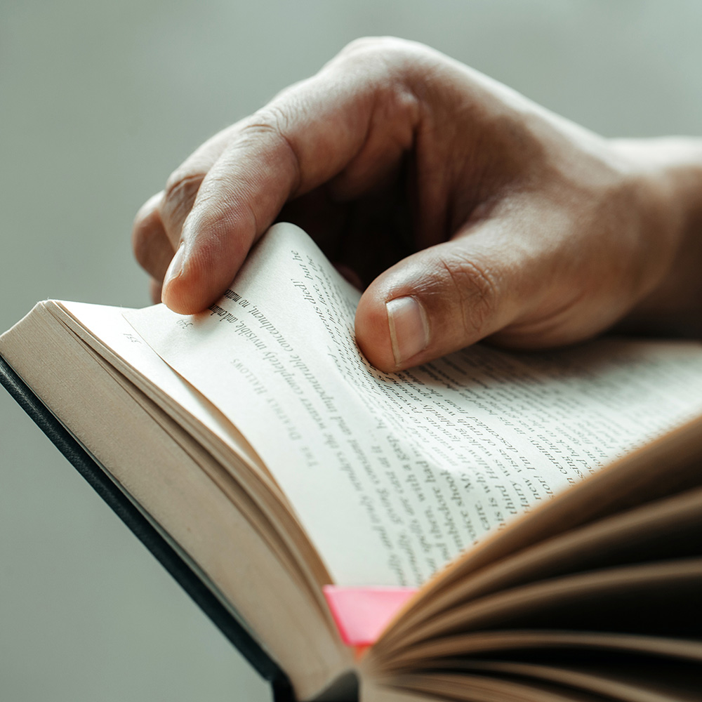 A person reading a book.