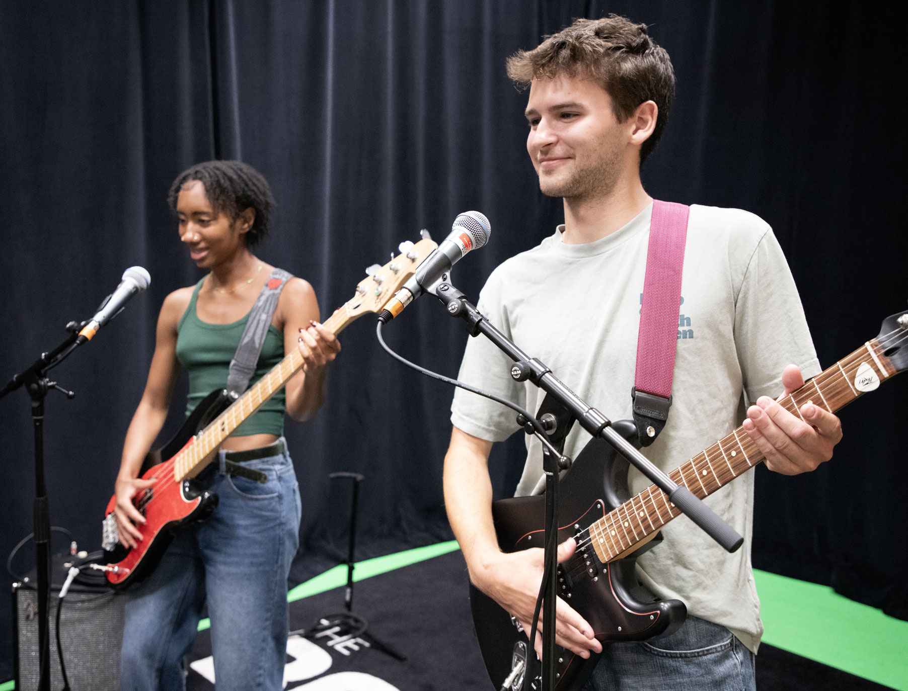 Students playing instruments and singing